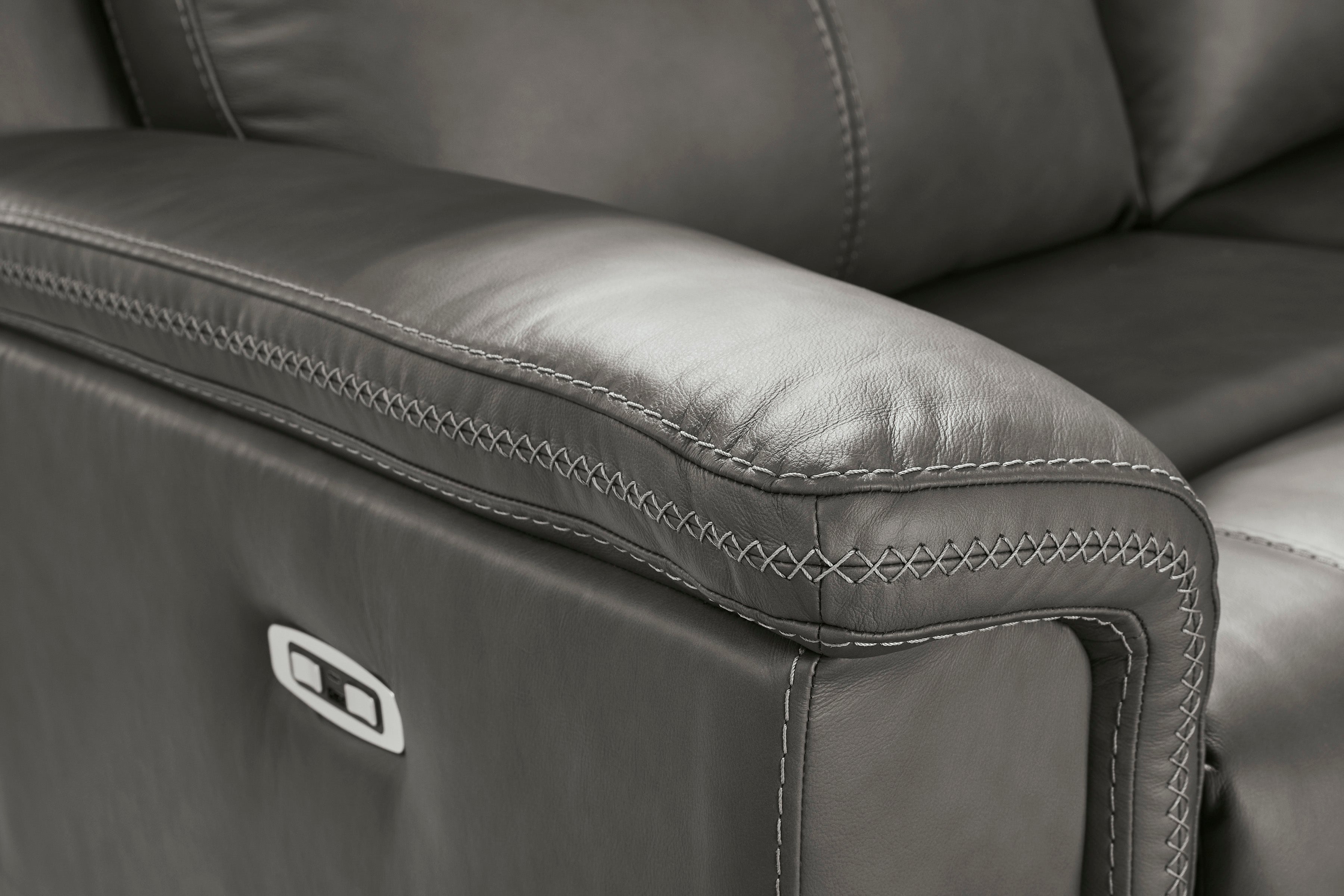 Maverick Modular Leather Reclining Sectional In Anchor (Customizable)