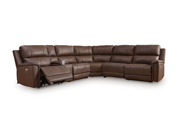 Maverick Modular Leather Reclining Sectional In Espresso (Customizable)