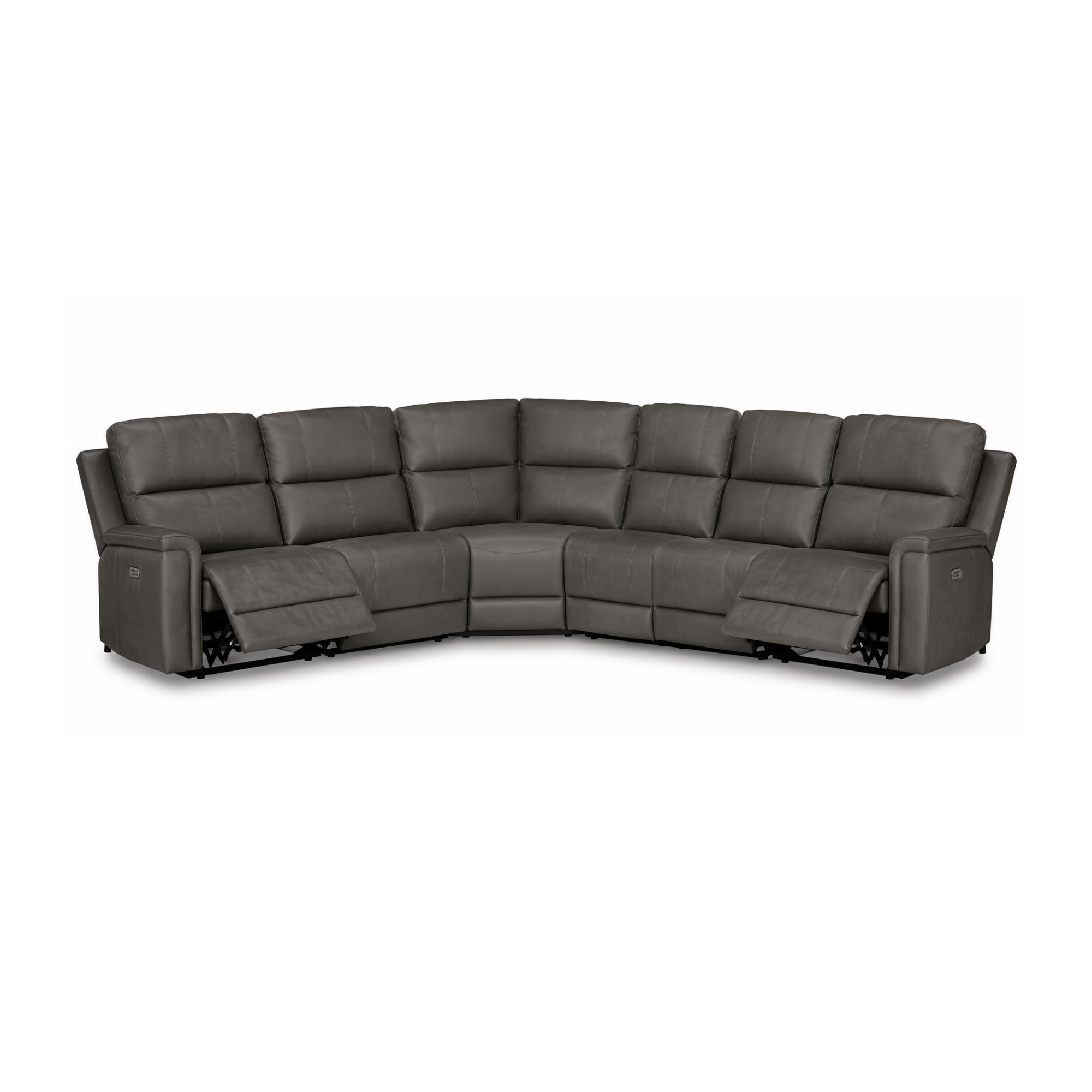 Maverick Modular Leather Reclining Sectional In Anchor (Customizable)