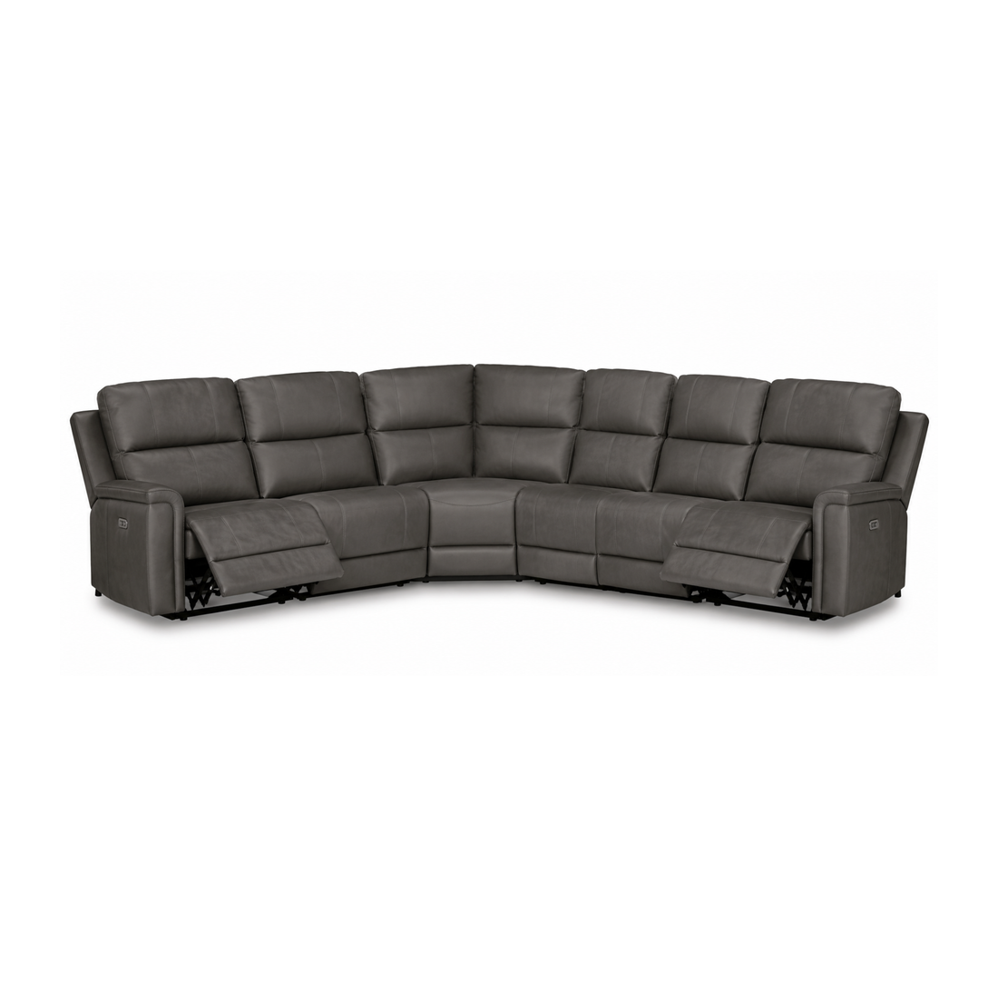 Maverick Modular Leather Reclining Sectional In Anchor (Customizable)
