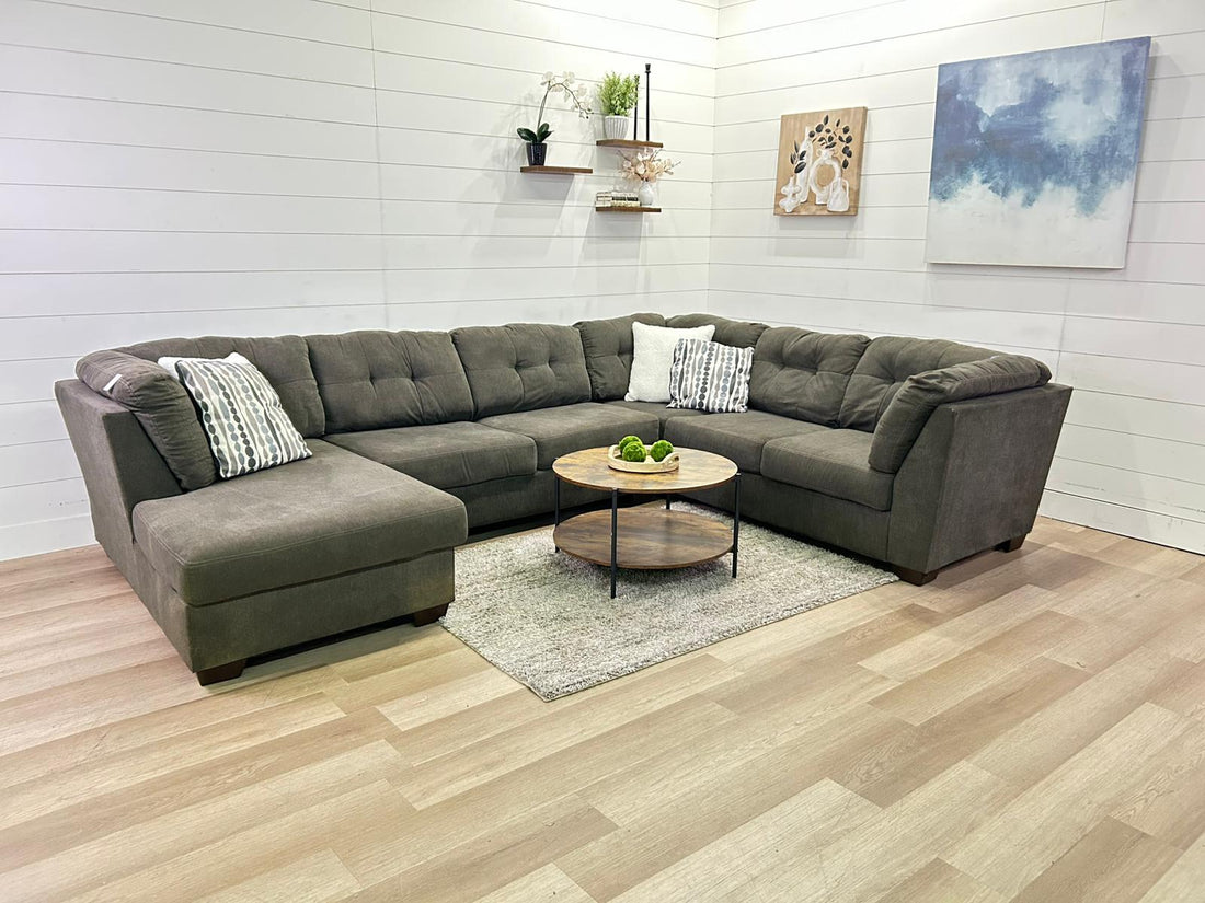 Gorgeous Charcoal Gray U-Shaped Sectional with Chaise