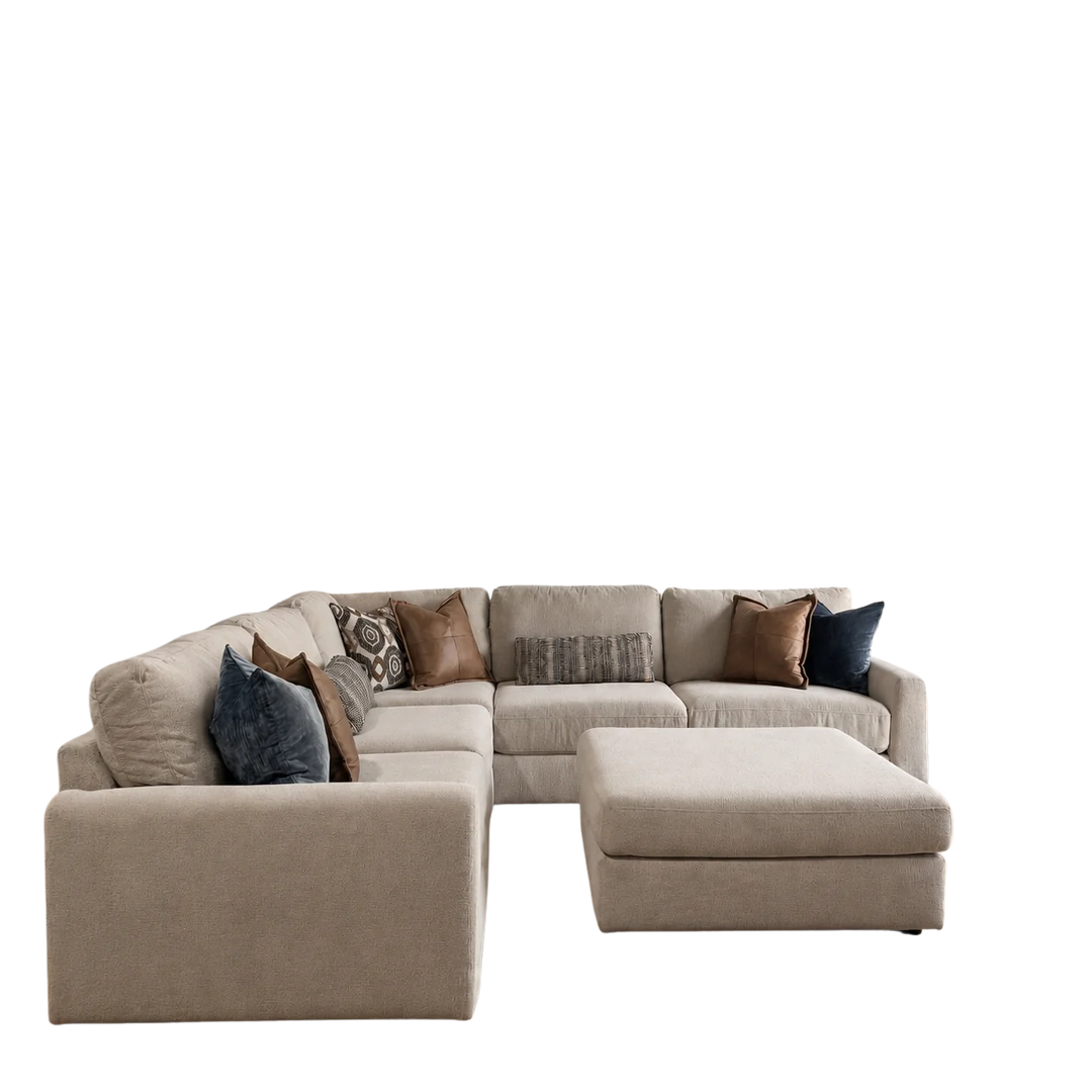 Avery LUXE 2.0 cream 5-piece L with ottoman