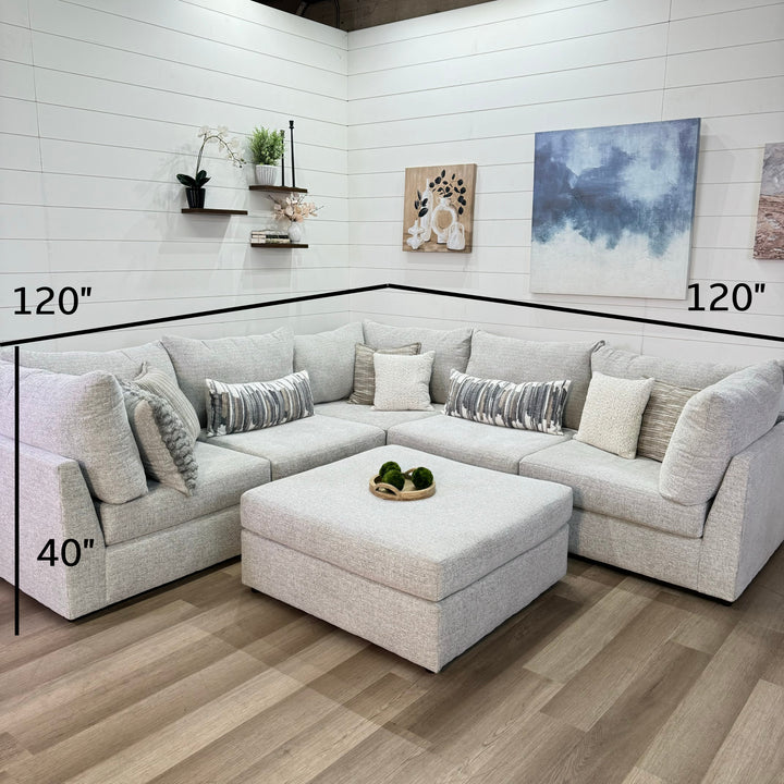 Bennet Modular “Lounger” 6 Piece Cream Sectional Sofa