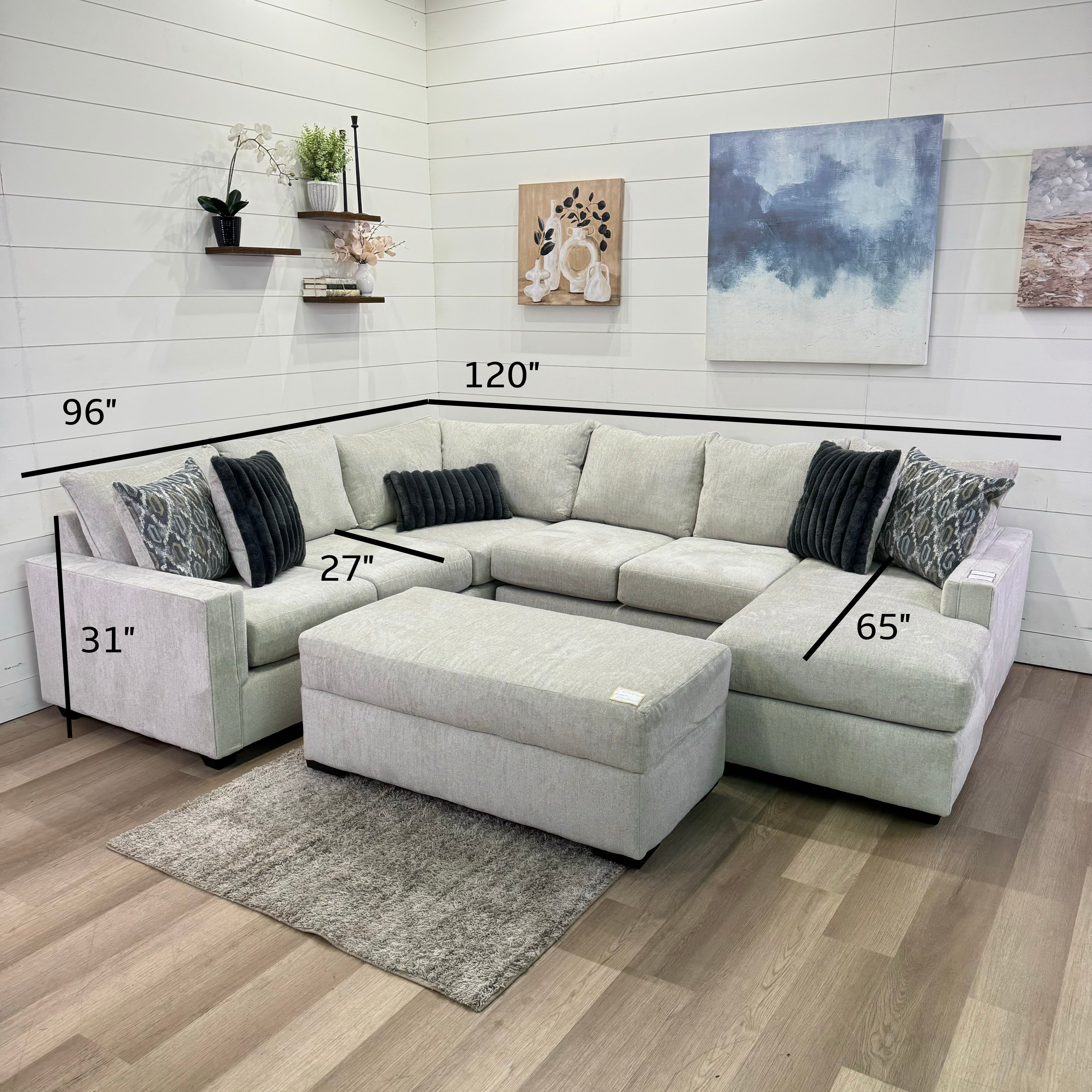 Harper Cream U Shape Reversible Chaise Sectional