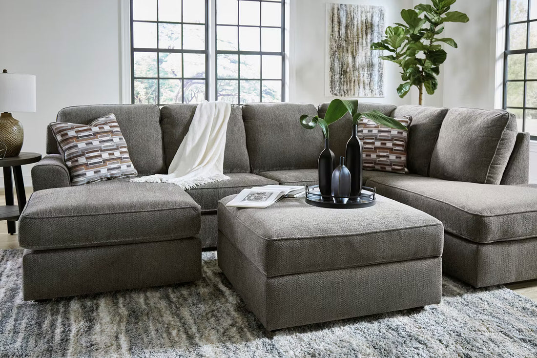Hudson Double Chaise Sectional Sofa W/Ottoman
