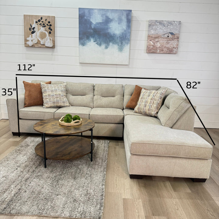 Weston Oatmeal Beige Chaise Sectional Sofa